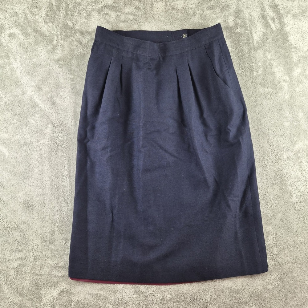 Vintage Christian Dior Separates Skirt Womens 12 Navy Blue Pleated Lined USA